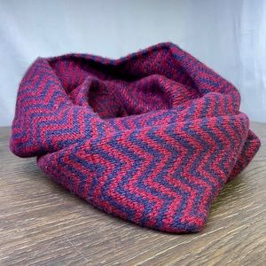 J. Crew Infinity Scarf Chevron Stripe Chunky Burgandy Navy